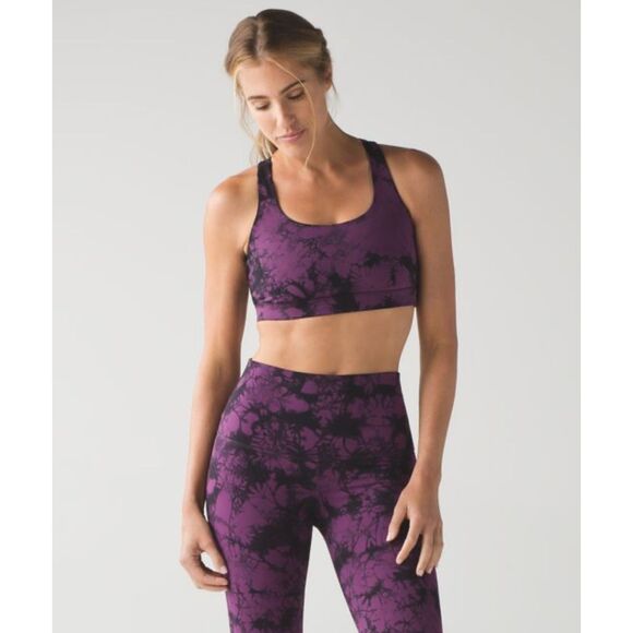LULULEMON Shibori Energy Bra Darkest Magenta Black Tie Dye, Sz 8 - Picture 1 of 8